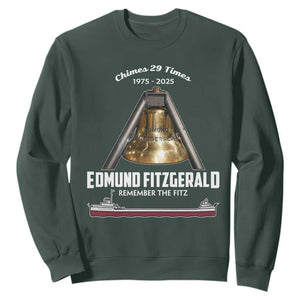 Edmund Fitzgerald 50th Anniversary Tribute Sweatshirt Chimes 29 Times 1975 2025 Memorial TS02 Dark Forest Green Print Your Wear