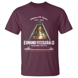 Edmund Fitzgerald 50th Anniversary Tribute T Shirt Chimes 29 Times 1975 2025 Memorial TS02 Maroon Print Your Wear