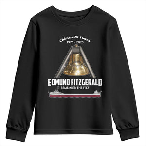 Edmund Fitzgerald 50th Anniversary Tribute Youth Sweatshirt Chimes 29 Times 1975 2025 Memorial TS02 Black Print Your Wear