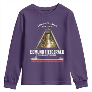 Edmund Fitzgerald 50th Anniversary Tribute Youth Sweatshirt Chimes 29 Times 1975 2025 Memorial TS02 Purple Print Your Wear