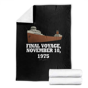 SS Edmund Fitzgerald Final Voyage Tribute Throw Blanket November 10 1975 Lake Superior Memorial TS02 Black Print Your Wear