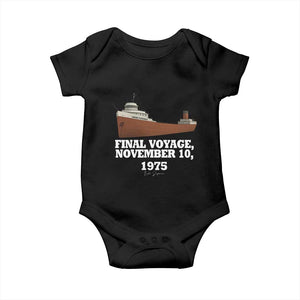 SS Edmund Fitzgerald Final Voyage Tribute Baby Onesie November 10 1975 Lake Superior Memorial TS02 Black Print Your Wear