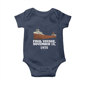SS Edmund Fitzgerald Final Voyage Tribute Baby Onesie November 10 1975 Lake Superior Memorial TS02 Navy Print Your Wear