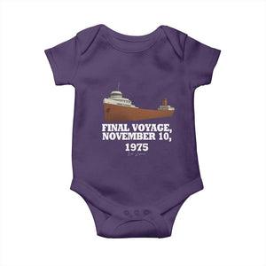 SS Edmund Fitzgerald Final Voyage Tribute Baby Onesie November 10 1975 Lake Superior Memorial TS02 Purple Print Your Wear