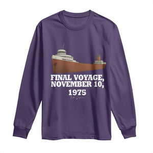 SS Edmund Fitzgerald Final Voyage Tribute Long Sleeve Shirt November 10 1975 Lake Superior Memorial TS02 Purple Print Your Wear