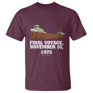SS Edmund Fitzgerald Final Voyage Tribute T Shirt November 10 1975 Lake Superior Memorial TS02 Maroon Print Your Wear