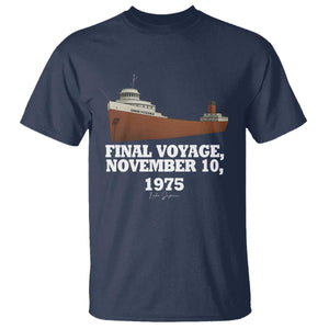 SS Edmund Fitzgerald Final Voyage Tribute T Shirt November 10 1975 Lake Superior Memorial TS02 Navy Print Your Wear