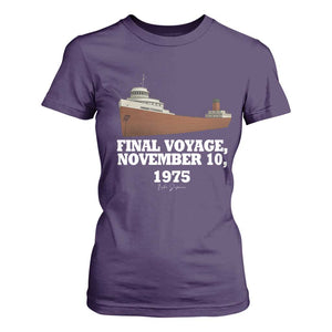 SS Edmund Fitzgerald Final Voyage Tribute T Shirt For Women November 10 1975 Lake Superior Memorial TS02 Purple Print Your Wear