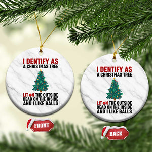 I Identify as a Christmas Tree Ceramic Ornament Funny Lit and Dead Inside Holiday Humor TS02 1pc White Marble Print Your Wear