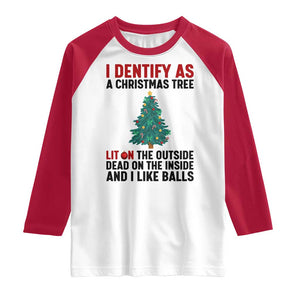 I Identify as a Christmas Tree Raglan Shirt Funny Lit and Dead Inside Holiday Humor TS02 White Red Print Your Wear