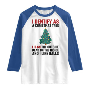 I Identify as a Christmas Tree Raglan Shirt Funny Lit and Dead Inside Holiday Humor TS02 White Royal Print Your Wear