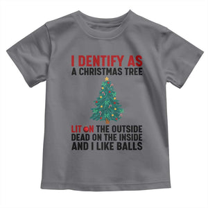 I Identify as a Christmas Tree Toddler T Shirt Funny Lit and Dead Inside Holiday Humor TS02 Charcoal Print Your Wear