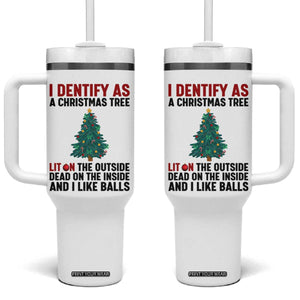 I Identify as a Christmas Tree Tumbler With Handle Funny Lit and Dead Inside Holiday Humor TS02 One Size: 40 oz White Print Your Wear