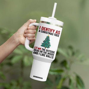 I Identify as a Christmas Tree Tumbler With Handle Funny Lit and Dead Inside Holiday Humor TS02 Print Your Wear