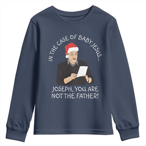 Funny Christmas Jesus Paternity Test Youth Sweatshirt Joseph You Are Not the Father Holiday Humor TS02 Navy Print Your Wear