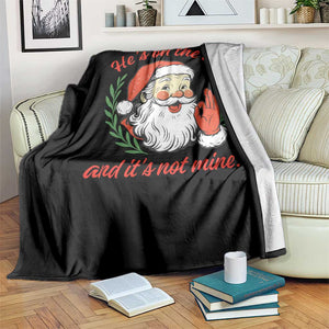 Funny Santa He is On the List Christmas Throw Blanket Sassy Retro Holiday Humor TS02 Print Your Wear