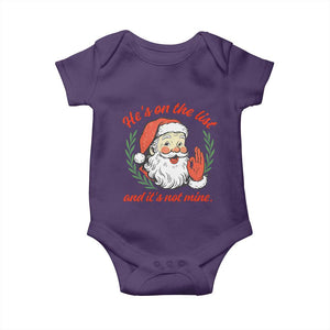 Funny Santa He is On the List Christmas Baby Onesie Sassy Retro Holiday Humor TS02 Purple Print Your Wear
