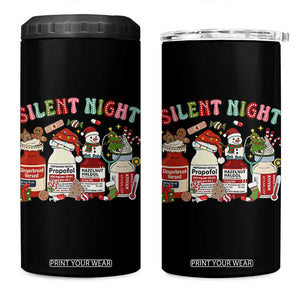 Funny Silent Night Nurse Christmas 4 in 1 Can Cooler Tumbler Festive Meds and Holiday Medical Humor TS02 One Size: 16 oz Black Print Your Wear