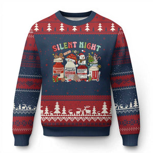 Funny Silent Night Nurse Xmas Ugly Christmas Sweater Festive Meds and Holiday Medical Humor TS02 Navy Red Print Your Wear