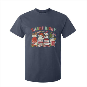 Funny Silent Night Nurse Christmas T Shirt For Kid Festive Meds and Holiday Medical Humor TS02 Navy Print Your Wear