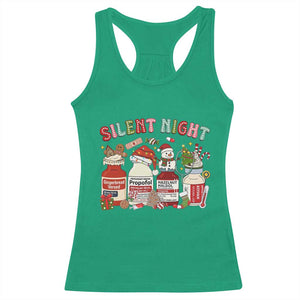 Funny Silent Night Nurse Christmas Racerback Tank Top Festive Meds and Holiday Medical Humor TS02 Irish Green Print Your Wear