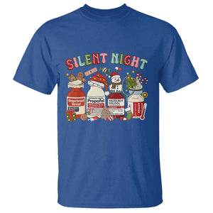 Funny Silent Night Nurse Christmas T Shirt Festive Meds and Holiday Medical Humor TS02 Royal Blue Print Your Wear