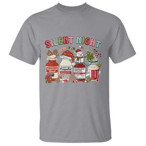 Funny Silent Night Nurse Christmas T Shirt Festive Meds and Holiday Medical Humor TS02 Sport Gray Print Your Wear