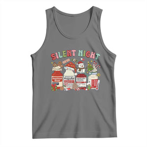Funny Silent Night Nurse Christmas Tank Top Festive Meds and Holiday Medical Humor TS02 Black Heather Print Your Wear