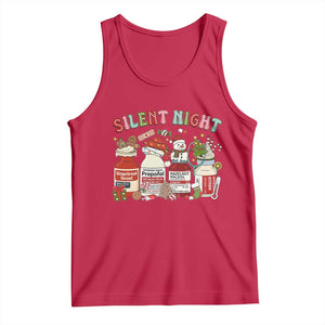 Funny Silent Night Nurse Christmas Tank Top Festive Meds and Holiday Medical Humor TS02 Red Print Your Wear