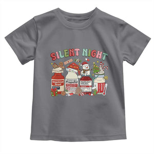 Funny Silent Night Nurse Christmas Toddler T Shirt Festive Meds and Holiday Medical Humor TS02 Charcoal Print Your Wear