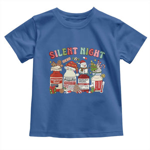 Funny Silent Night Nurse Christmas Toddler T Shirt Festive Meds and Holiday Medical Humor TS02 Royal Blue Print Your Wear