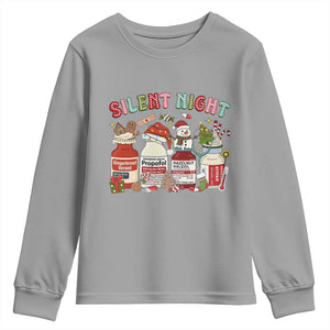 Funny Silent Night Nurse Christmas Youth Sweatshirt Festive Meds and Holiday Medical Humor TS02 Sport Gray Print Your Wear