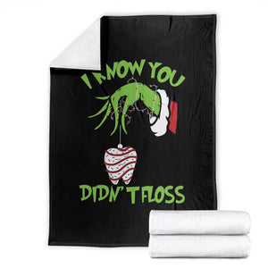 Funny Dental Christmas Throw Blanket I Know You Didnt Floss Dentist Holiday Humor TS02 Black Print Your Wear