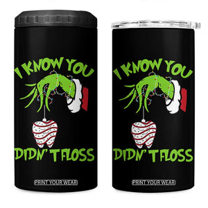 Funny Dental Christmas 4 in 1 Can Cooler Tumbler I Know You Didnt Floss Dentist Holiday Humor TS02 One Size: 16 oz Black Print Your Wear