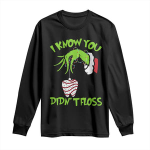 Funny Dental Christmas Long Sleeve Shirt I Know You Didnt Floss Dentist Holiday Humor TS02 Black Print Your Wear