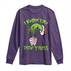 Funny Dental Christmas Long Sleeve Shirt I Know You Didnt Floss Dentist Holiday Humor TS02 Purple Print Your Wear
