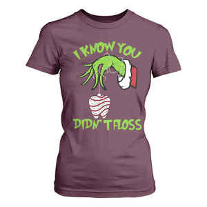Funny Dental Christmas T Shirt For Women I Know You Didnt Floss Dentist Holiday Humor TS02 Maroon Print Your Wear
