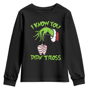 Funny Dental Christmas Youth Sweatshirt I Know You Didnt Floss Dentist Holiday Humor TS02 Black Print Your Wear