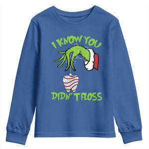 Funny Dental Christmas Youth Sweatshirt I Know You Didnt Floss Dentist Holiday Humor TS02 Royal Blue Print Your Wear