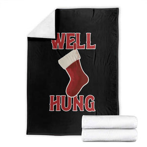 Funny Christmas Stocking Throw Blanket Well Hung Naughty Holiday Inappropriate Humor TS02 Black Print Your Wear