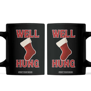 Funny Christmas Stocking Coffee Mug Well Hung Naughty Holiday Inappropriate Humor TS02 Black Print Your Wear