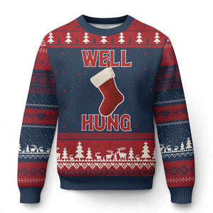 Funny Xmas Stocking Ugly Christmas Sweater Well Hung Naughty Holiday Inappropriate Humor TS02 Navy Red Print Your Wear