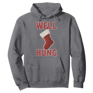 Funny Christmas Stocking Hoodie Well Hung Naughty Holiday Inappropriate Humor TS02 Charcoal Print Your Wear