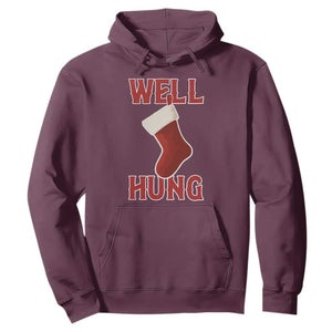 Funny Christmas Stocking Hoodie Well Hung Naughty Holiday Inappropriate Humor TS02 Maroon Print Your Wear