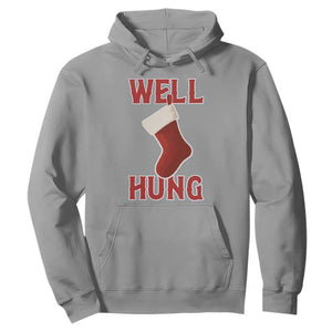 Funny Christmas Stocking Hoodie Well Hung Naughty Holiday Inappropriate Humor TS02 Sport Gray Print Your Wear