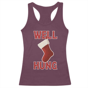 Funny Christmas Stocking Racerback Tank Top Well Hung Naughty Holiday Inappropriate Humor TS02 Maroon Print Your Wear