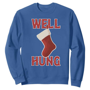 Funny Christmas Stocking Sweatshirt Well Hung Naughty Holiday Inappropriate Humor TS02 Royal Blue Print Your Wear