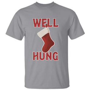 Funny Christmas Stocking T Shirt Well Hung Naughty Holiday Inappropriate Humor TS02 Sport Gray Print Your Wear