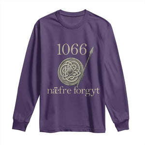 1066 Never Forget Long Sleeve Shirt Battle of Hastings Old English Anglo Saxon Warrior Medieval Shield TS02 Purple Print Your Wear
