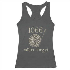 1066 Never Forget Racerback Tank Top Battle of Hastings Old English Anglo Saxon Warrior Medieval Shield TS02 Dark Heather Print Your Wear